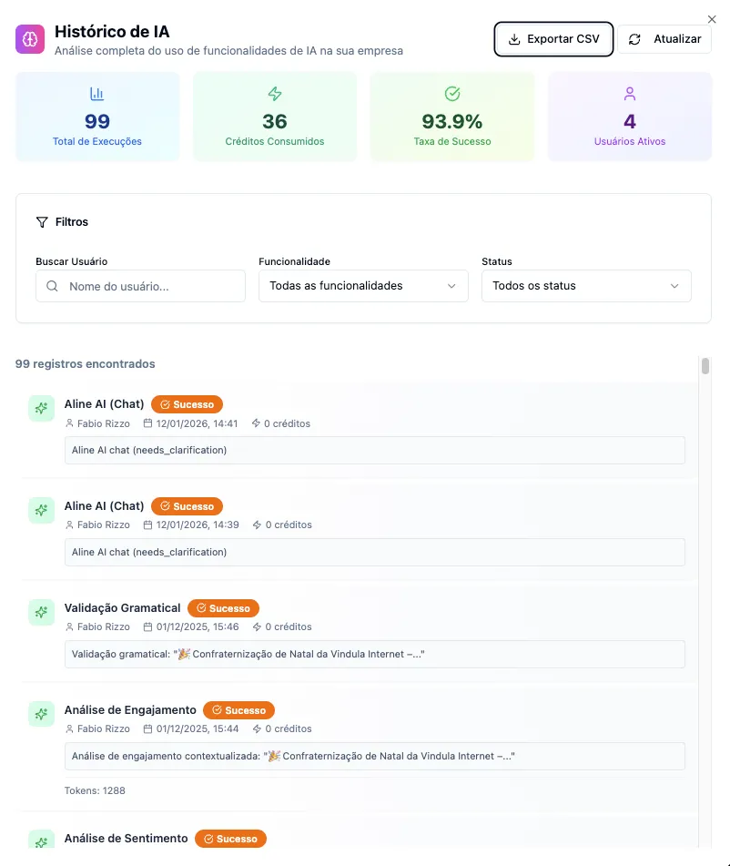 Controles administrativos da IA