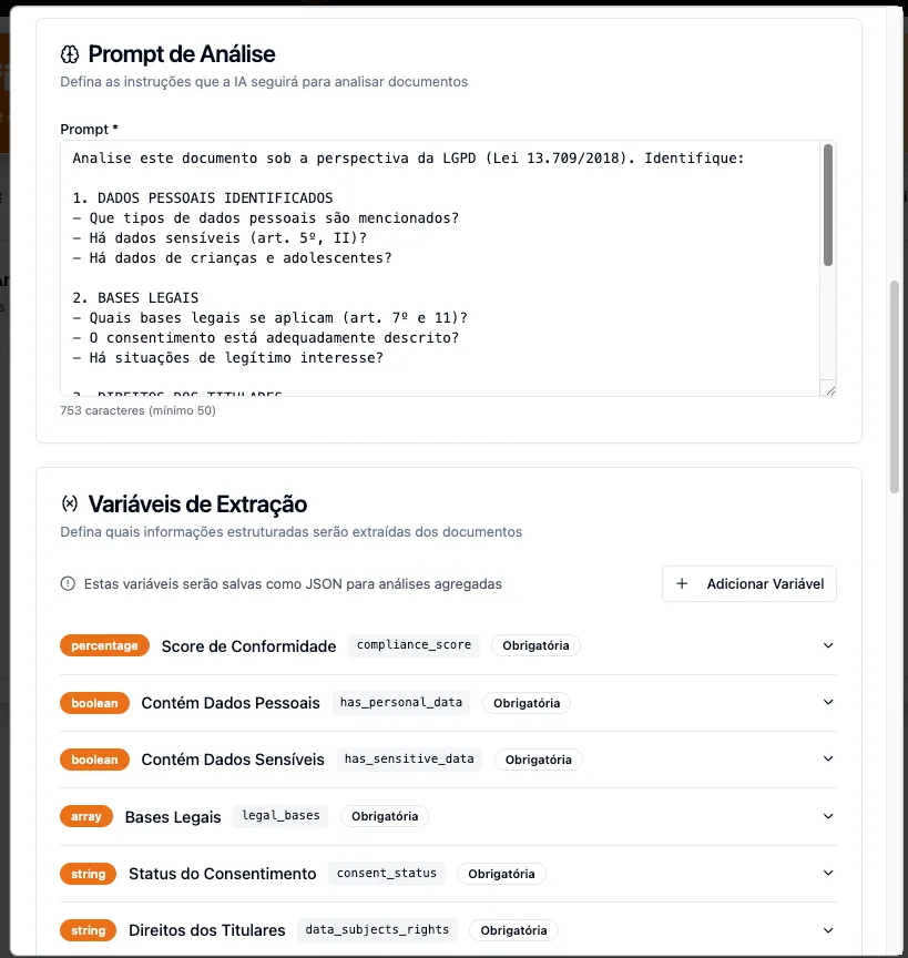 Template de relatório com IA