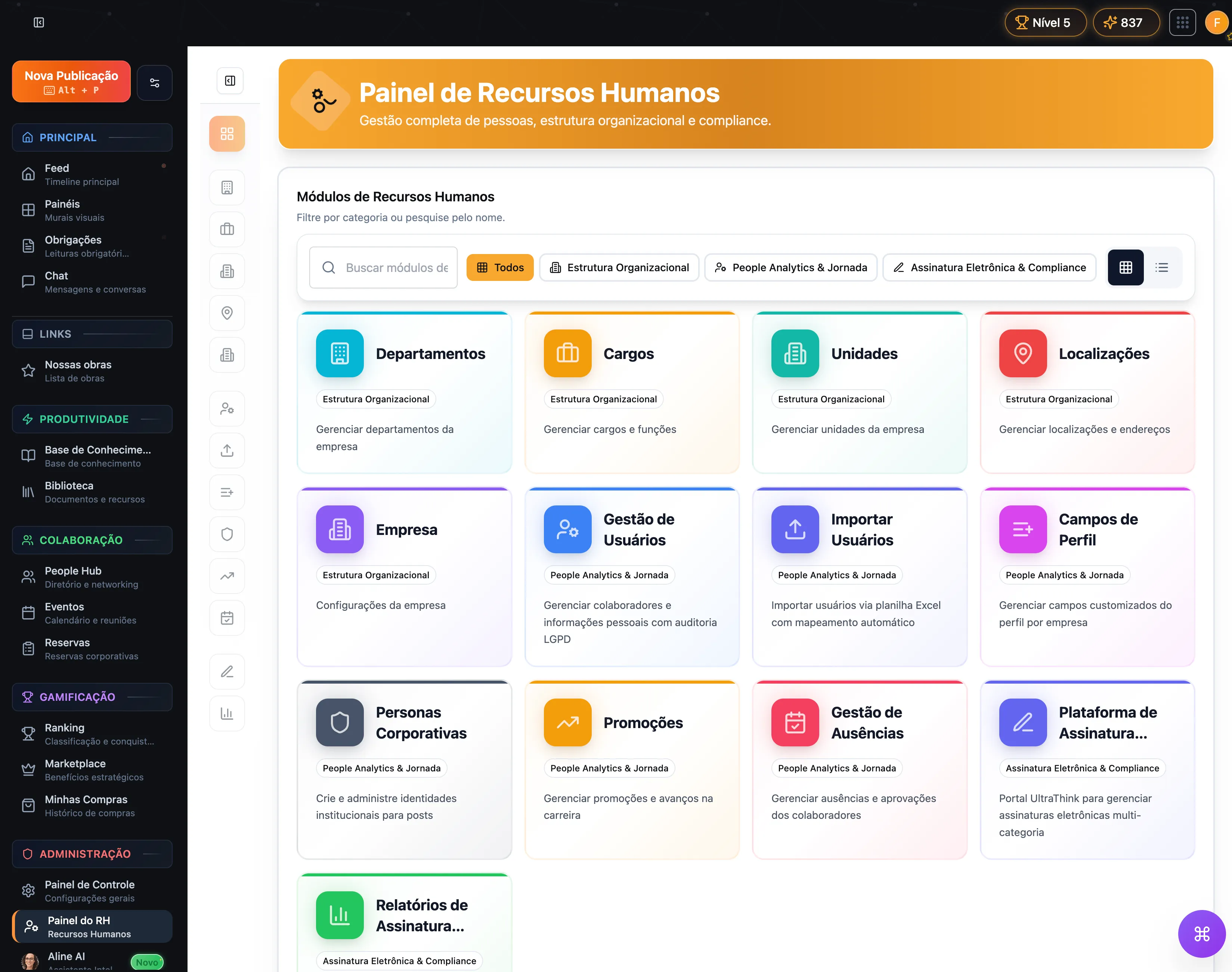 Painel de Recursos Humanos para construcao civil