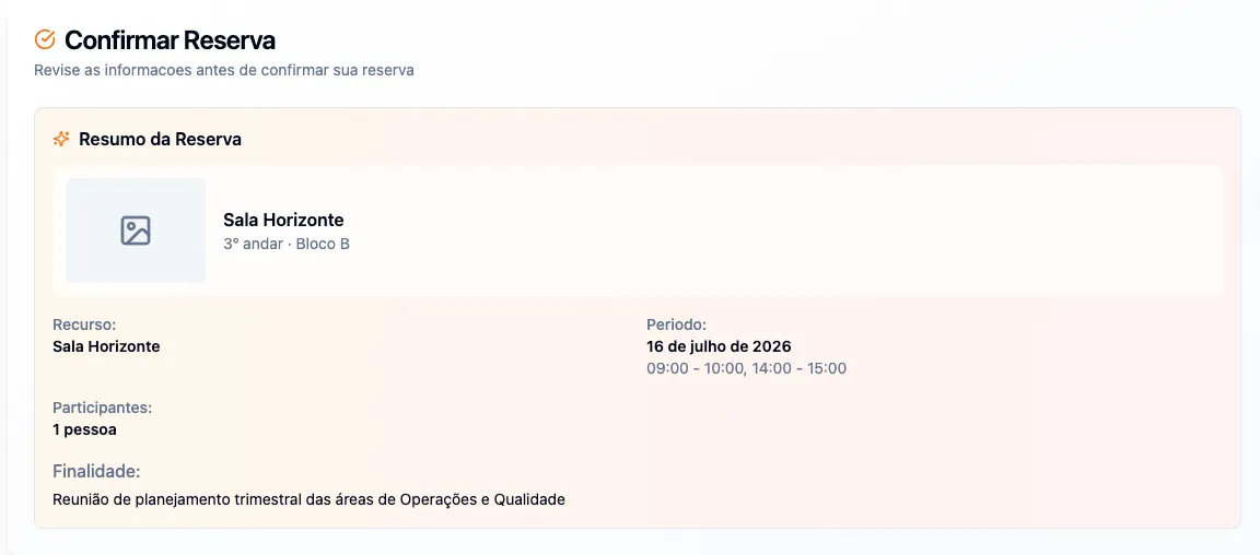 Revisão de uma solicitação com dois intervalos de reserva