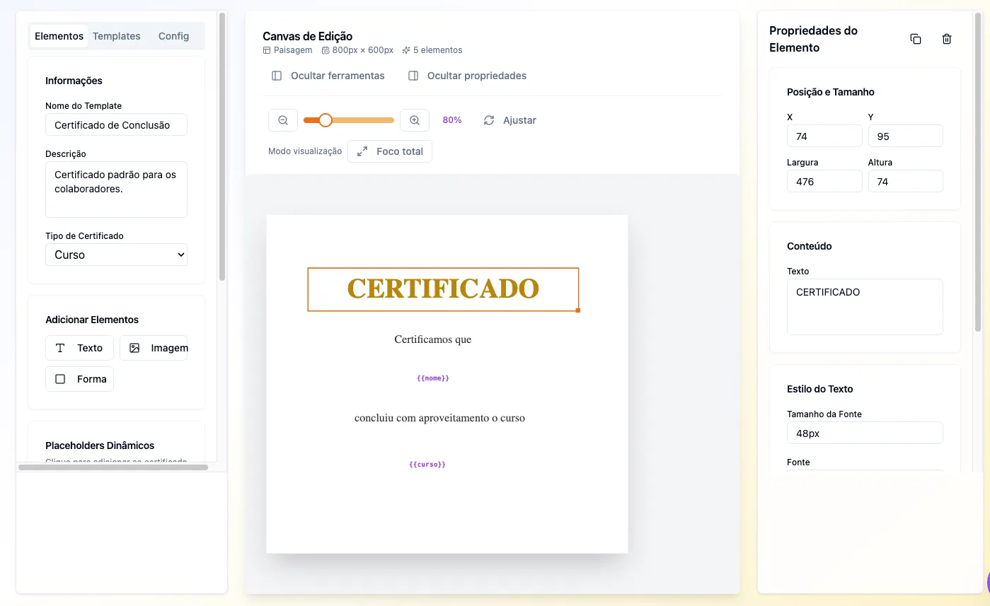 Template de certificado de conclusão