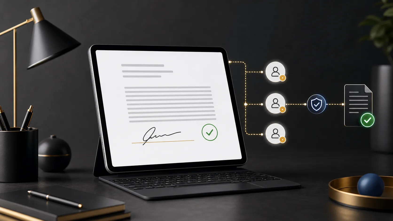 Visual representation of a corporate electronic signature workflow